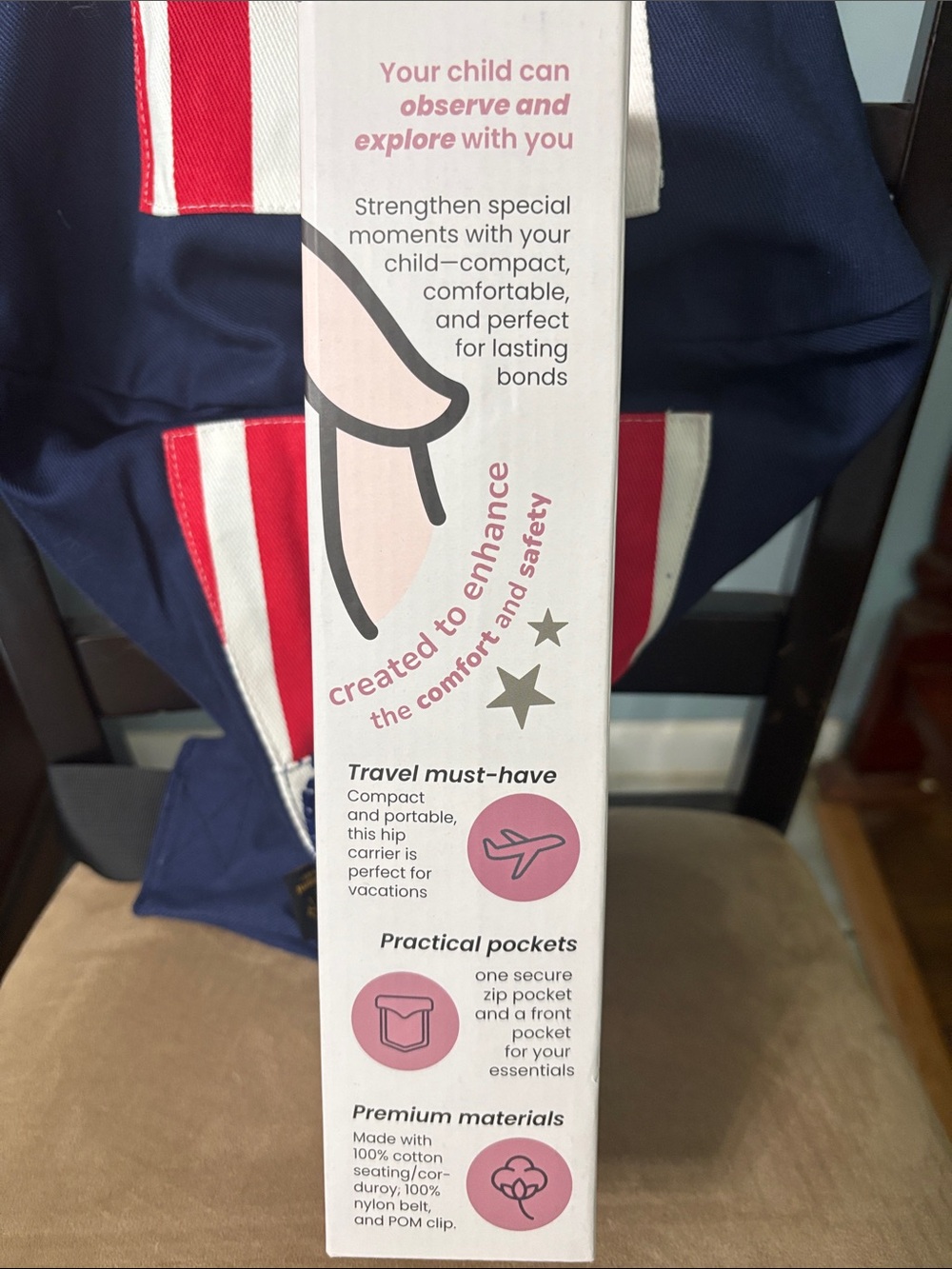 Takami Kids Navy Blue Sling Carrier with American Flag Pocket - - Picture 7 of 11